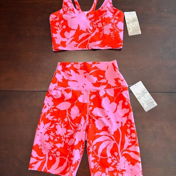 Sage Collective Bike Shorts & Crop Top Set Hothouse Lava Size XS - Picture 11 of 11